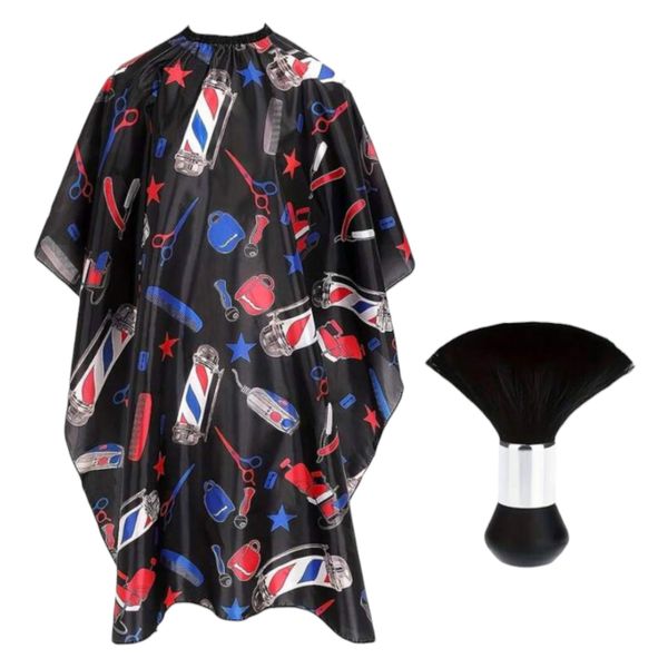 Professional Barber Cape and Brush Set