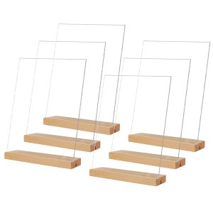 Wood Base Acrylic Sign Holder 6 Pieces-A6 105mmx148mm