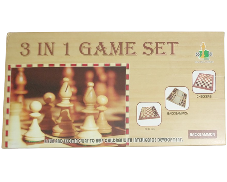 3 in 1 Game Set - Chess - Backgammon - Checkers