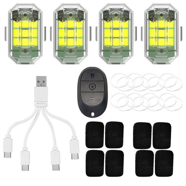 4Pcs Aircraft Strobe Lamp Micro-Usb Charging M3 Turn Signal Indicator