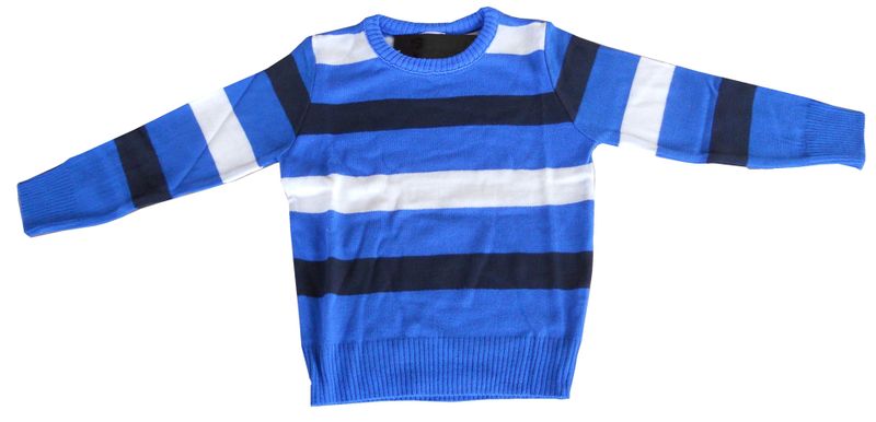 Kids' Striped Long-Sleeve Sweater - Light Blue, Navy, White - Casual Wear