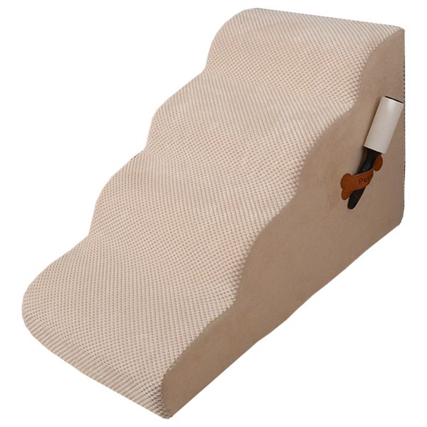 4-Step 46cm tall Pet Stairs for Dogs and Cats - 30D Foam with Hair Sticker