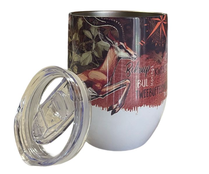 Jag Hunting South Africa Wine Coffee Travel Tumbler Springbok AFRIKAANS