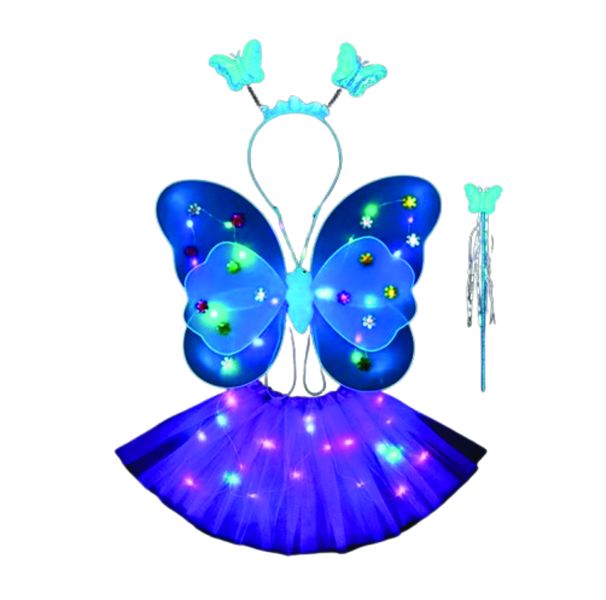 LED Light Up Fairy Butterfly Wings with Tutu Skirt - Purple