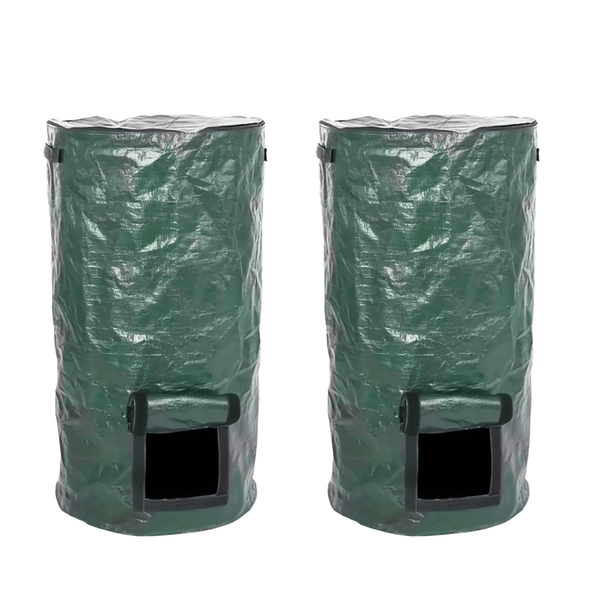 2 Pieces 80cm Garden Compost Bag With Dual Openings &amp; Handles