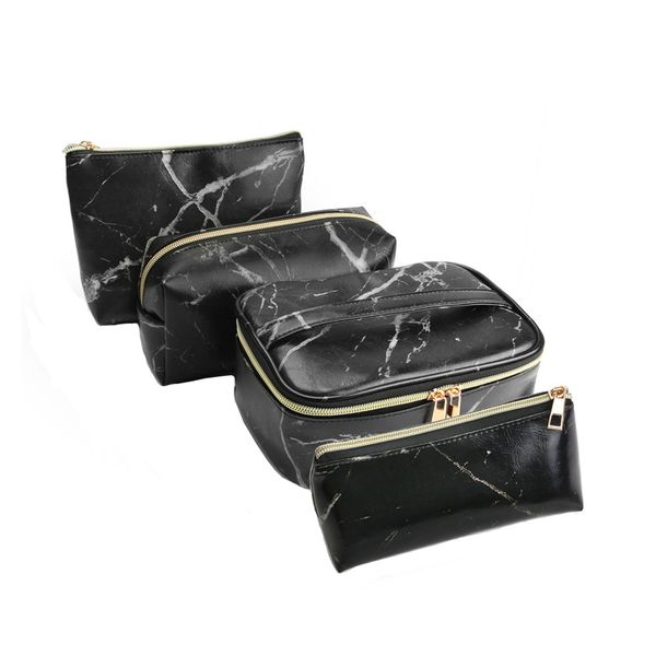 4 Pcs Makeup Bags Portable Travel Organizer Black Cosmetic Bag Zipper Case