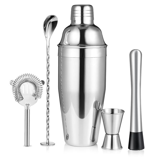 High Quality Stainless Steel Silver Bar Set Cocktail Shaker Set