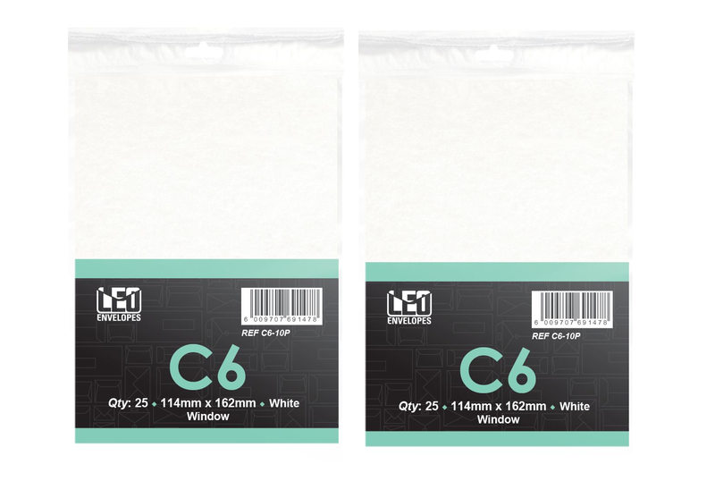 LEO C6 White Window Self Seal Envelopes - Pack Of 50 Envelopes