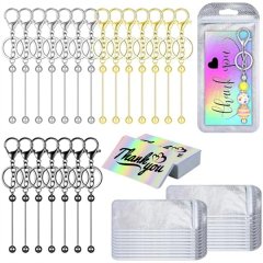 Beadable Keychain Bars Resealable Set Keychain Making Supplies Kit
