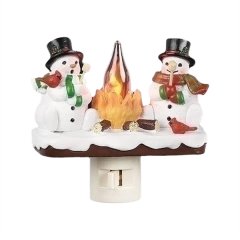 Snowmans &amp; Campfire Night Light Indoor Flickering Nightlight Decoration 3D
