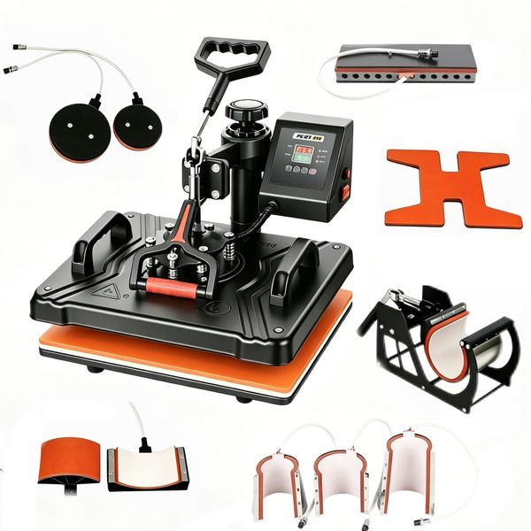 10 in 1 Heat Press Machine for T-Shirts,Hats,Mugs,Pens &amp;More 12x15 Inch