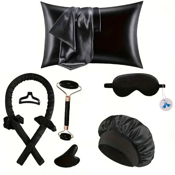 ALANES Hair Curlers with Sleeping Mask and Cap Styling Tool Set- 9 Piece