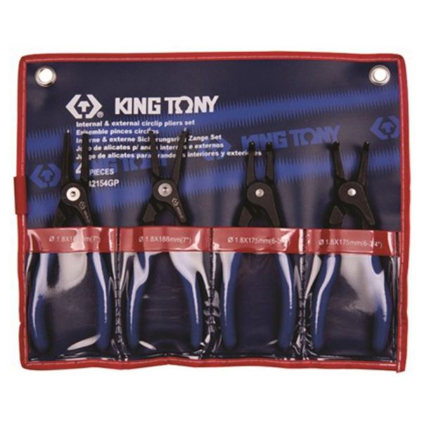 King Tony Pliers Circlip Set 4 Piece 180mm with Hidden Spring
