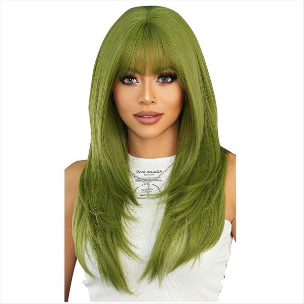Layered Straight Medium Long Anti-Heart Women Party Cospaly Wig(24In)