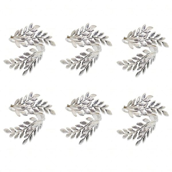 6 Pack Leaf Napkin Rings Stainless Steel Gold Napkin Holder Napkin Ring