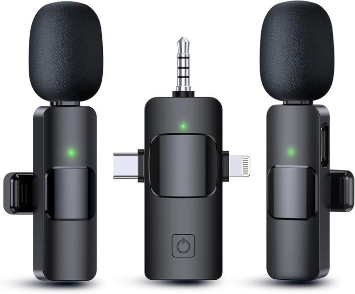3 in 1 Wireless Lavalier Microphone, with Noise cancellatio