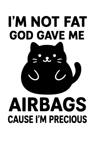 Cute Cat Vinyl Sticker - Funny "I'm Not Fat, God Gave Me Airbags" Decal