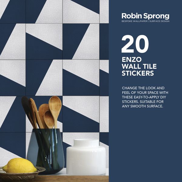 Robin Sprong Pack of 20 15 x 15 cm Enzo Wall Tile Stickers