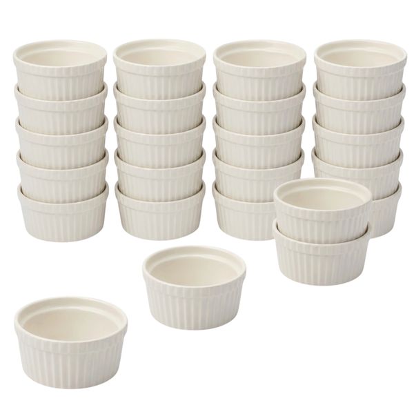 24-Piece White Porcelain Dessert Bowl Set - 9cm x 5cm - Perfect for baking