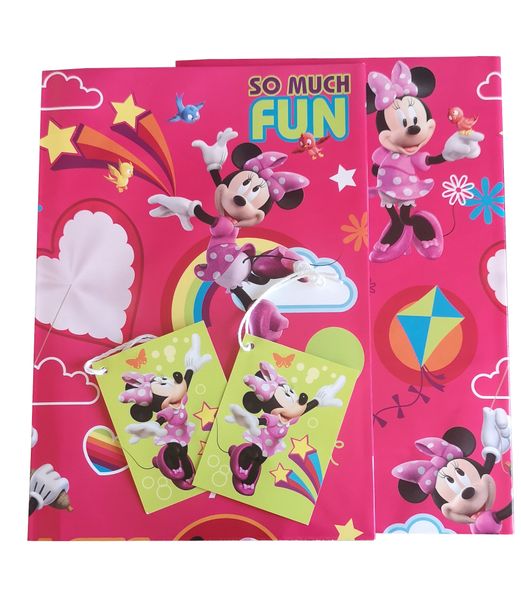 Disney Minnie Mouse Gift Wrapping Paper Set 2 Sheets &amp; 2 Gift Tags