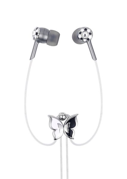 View Quest Intelligent Jewellery In Ear Earphone Black &amp; White Flowers