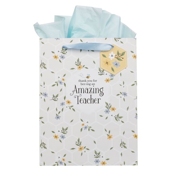 Portrait Gift Bag with Gift Tag - Thank You for Bee-Ing an Amazing Teacher