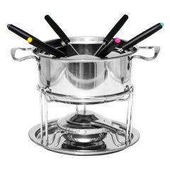 Regent Cookware Fondue Set with Burner &amp; 6 Forks Stainless Steel