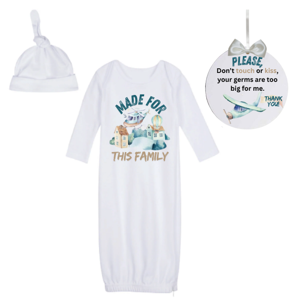 Newborn Going Home Outfit -Sleeping bag &amp; 'No kiss sign'-Air Transport