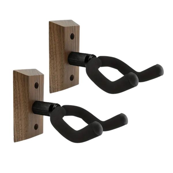 2 Pack Wall-Mounted Guitar Hanger - Solid Walnut Wood