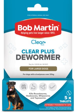 Bob Martin Clear+ Dewormer Tablets for Large Dogs 5's