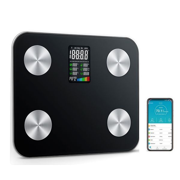 Smart Body Fat Scale Digital Weight Scale 180kg Heart Rate Glass BMI Scale