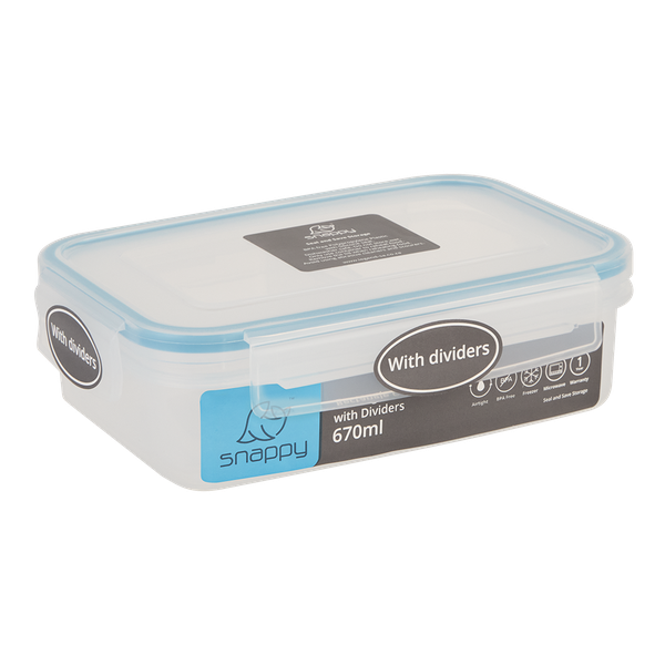 Snappy - Rectangular Food Storage Container Rectangular With Dividers - 670ml