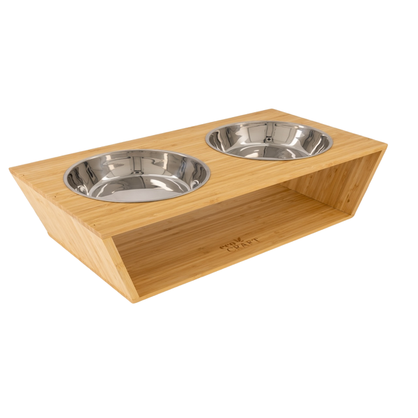 Stylish &amp; Sustainable Eco-Friendly Bamboo Pet Food Bowl Set by Eco Craft