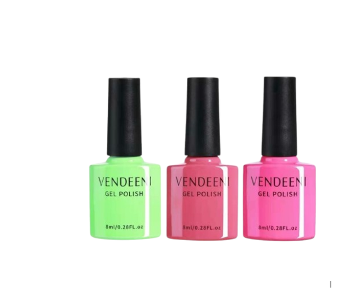 VENDEENI 3Piece Set Gel Polish-Stunning Trio of Green, Pink &amp; Maroon