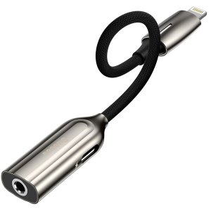 Baseus Male Lightning to Female Lightning + 3.5mm AUX L56 Adapter- DarkGrey
