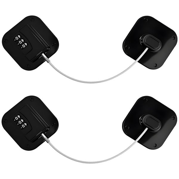 2 Pieces Combination Fridge Locks, Resettable Code Refrigerator Lock