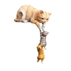 Decor 3-Piece Cat Statue Figurines Resin Sculpture - 7cm