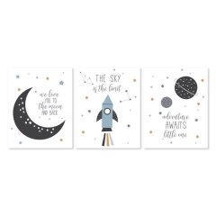 Nursery Wall Art -The Sky is the Limit - Set of 3x A2