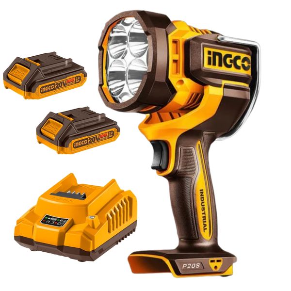 Ingco - Cordless Work Lamp 2500Lm with 2 x 2Ah Batteries &amp; Charger