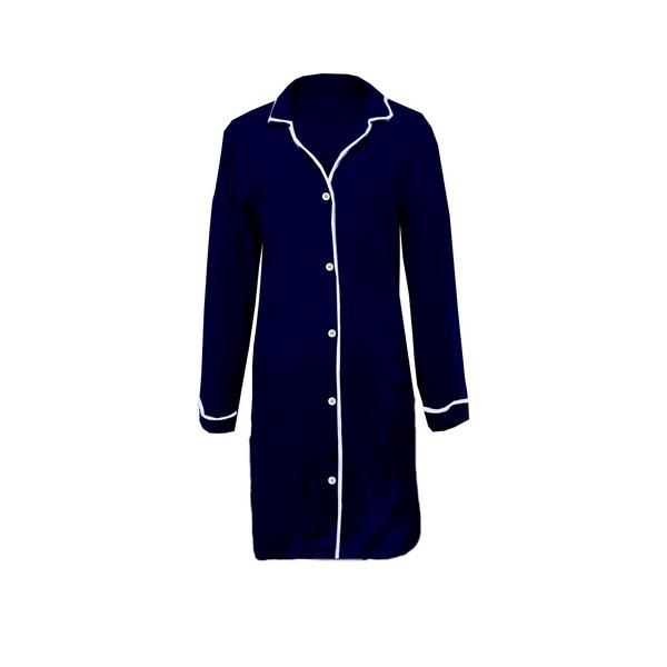 Hannah Grace Navy Button Down Sleepshirt