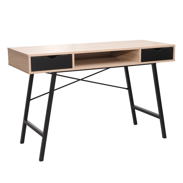 Creative Deco NOBU Premium Home &amp; Office Desk with 2 Drawers - TUSCAN BROWN