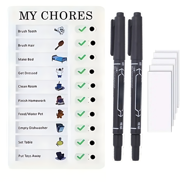 Bestby- Chore Chart Check List Memo Note Board with 30 Task Cards &amp; 2 Pens