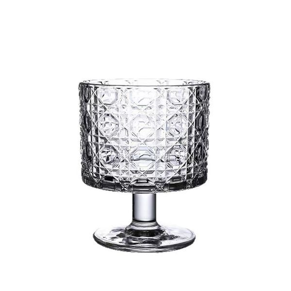 Vintage Sunflower Embossed Glass Cup, High-Style Tall Dessert Cup,