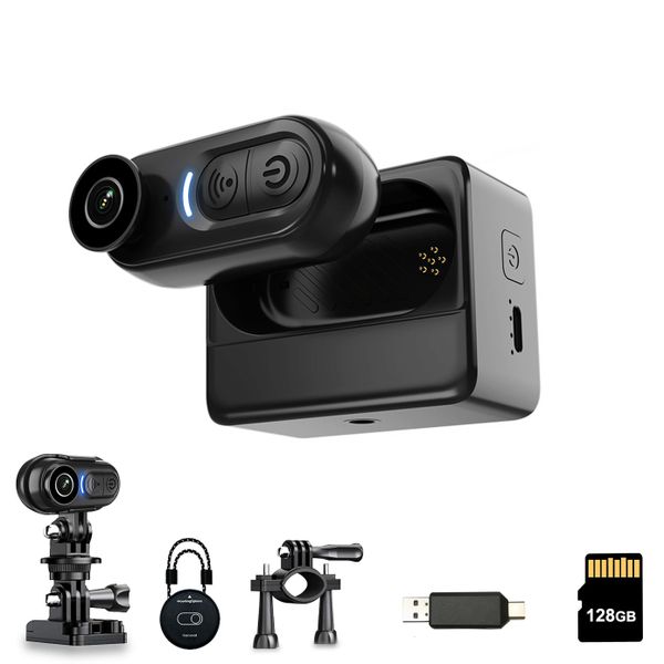 4K Body Camera 128GB, Thumb Size Action Wearable Sports Cameras