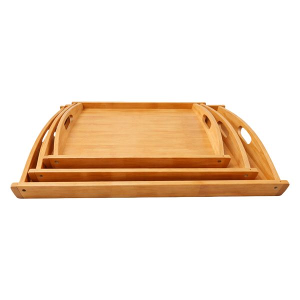 3-Piece Bamboo Serving Trays - With Handles