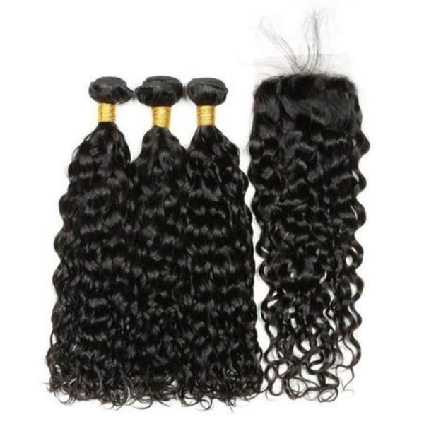 Beau Diva Water Wave Bundles x 3 with Closure x 1 Brazilian Human Hair