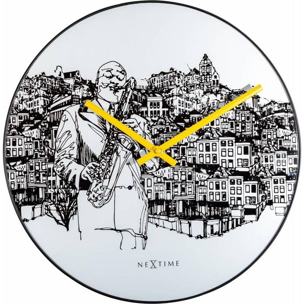 NeXtime 40cm Sax City Round Wall Clock - Designed by Tim Schoonhoven