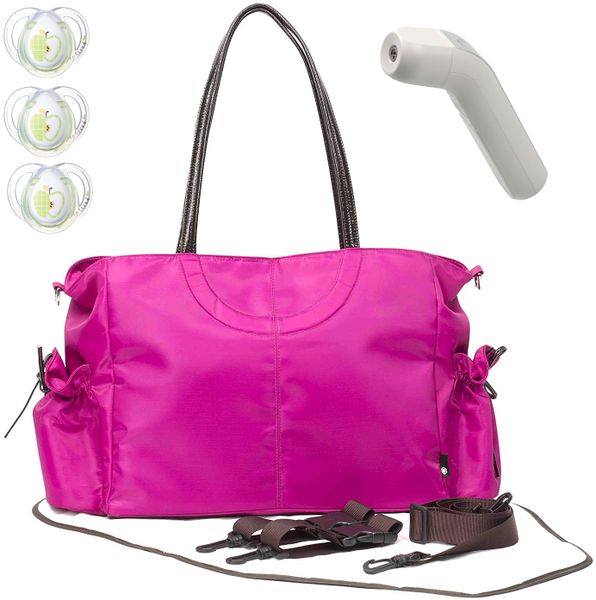Newborn Baby Bulk Kit W Pink Nappy Changing Bag, Baby Dummy, Thermometer
