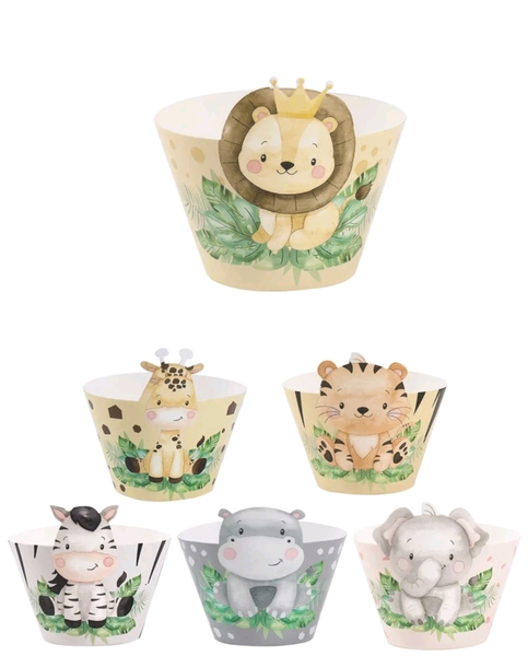 Party Cupcake Holders - Safari Theme - Set of 12