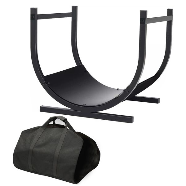 Steel Made Firewood Rack Log Holder With Wood Carrier 40 x 35 x 38cm